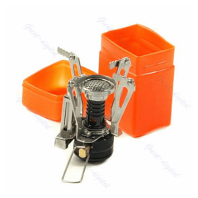 Backpacking Stove With Piezo Ignition Stable Support (Color: Black)